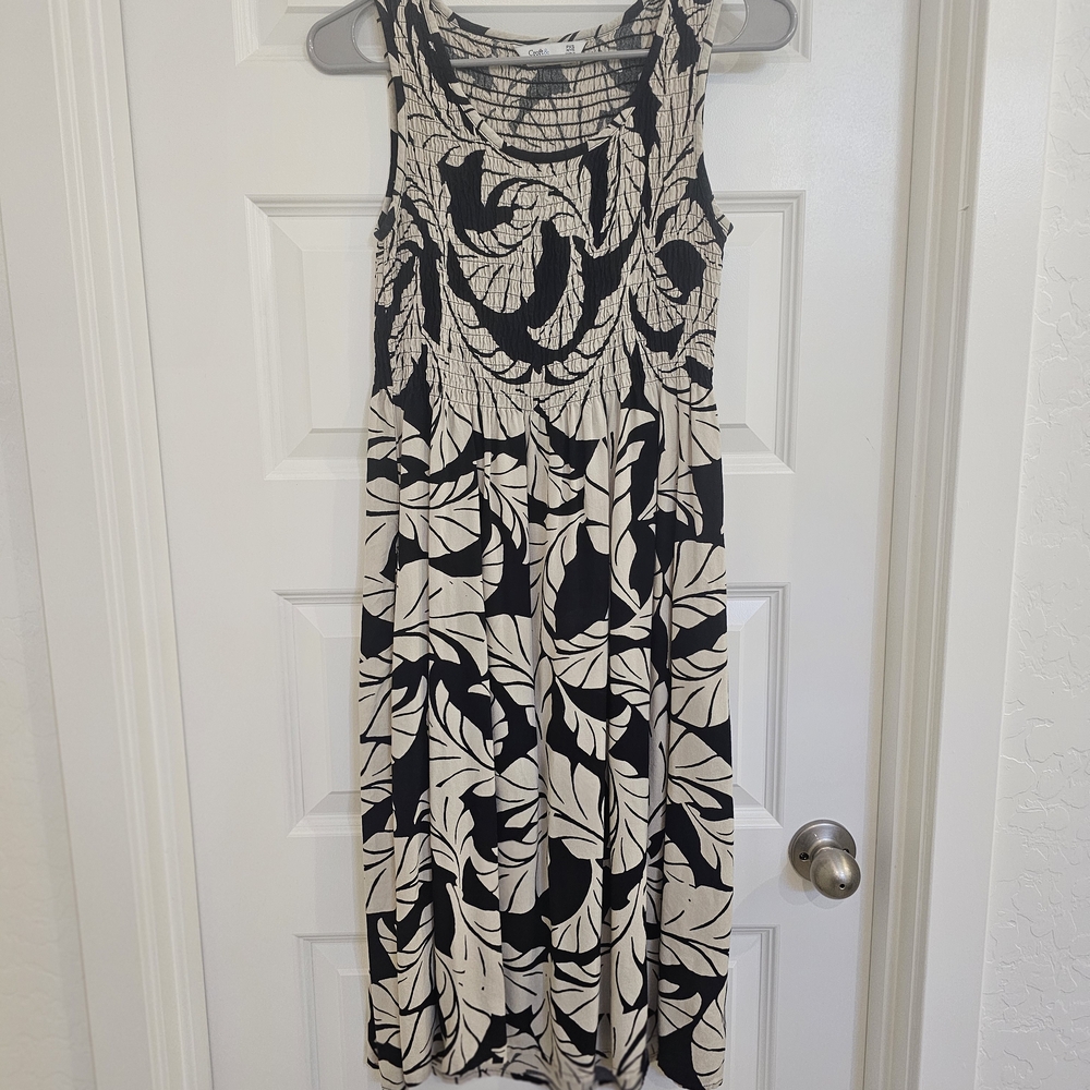 Croft & Barrow Black and Cream Patterned Midi Dress